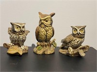 3 Owl Figurines