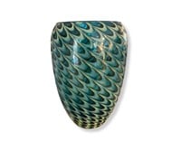 Exceptional Art Glass Vase Turquoise & Teal