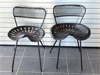 (2) Metal Tractor Seat Chairs 19” x 13.5” x 27.5”