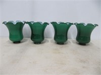 4 GREEN GLASS LAMP SHADES