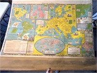 Vintage Retractable School World Literature Map