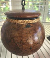 LEATHER COVERED TOBACCO JAR