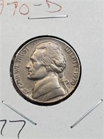 AU 1970-D Jefferson Nickel