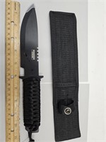 NEW 12" Black Hunting Knife w/Sheath