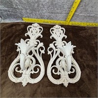 Pair of Vintage White Sconce Candle Holders