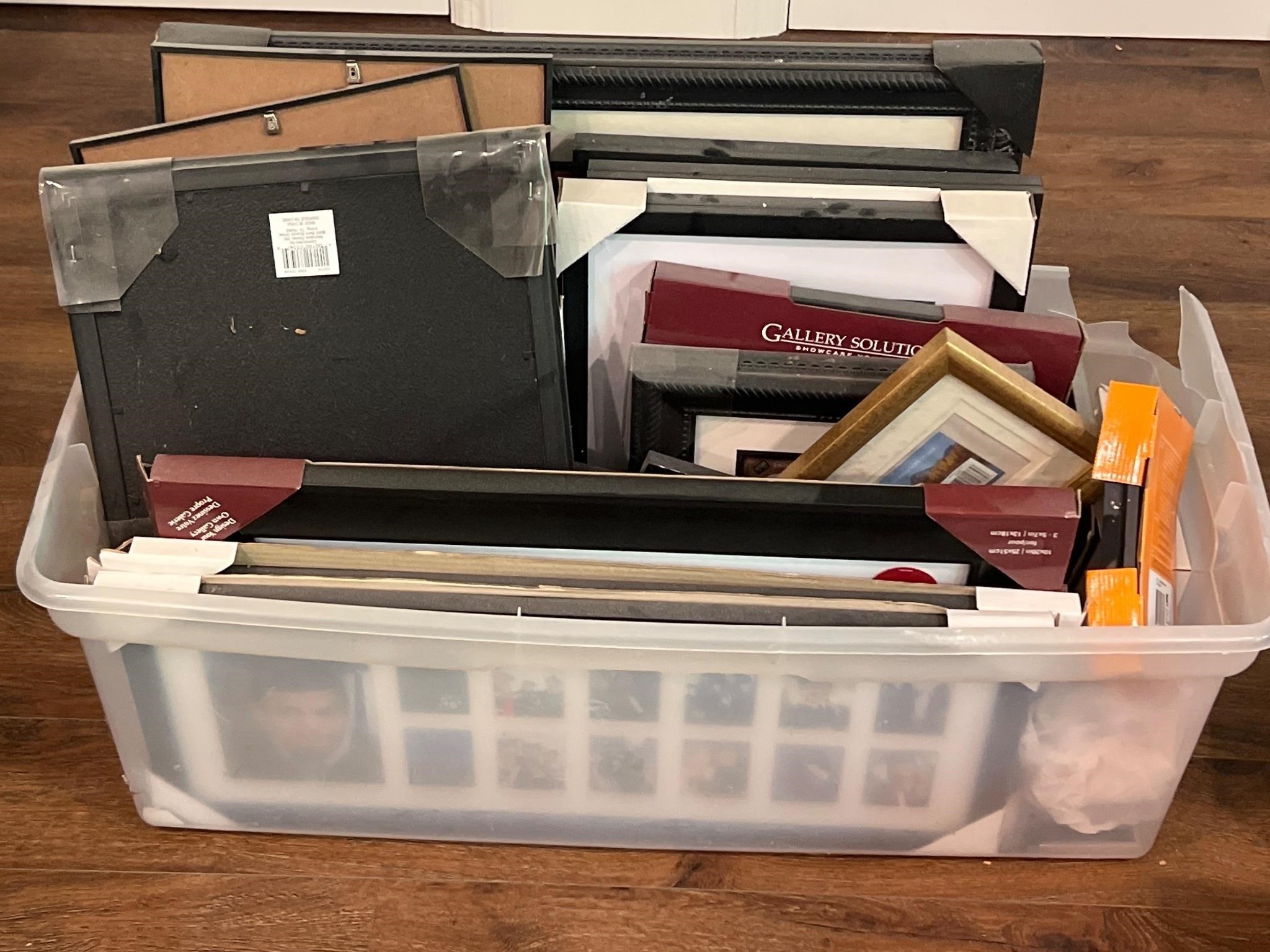 Box of new and used frames