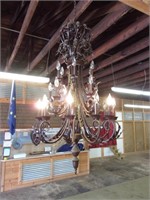American Wired Wrought Iron Large Chandelier