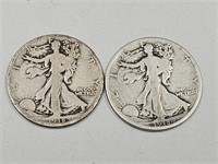 1918 P S Silver Wallking Liberty 1/2 Coins