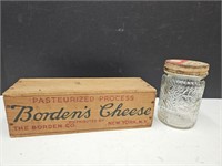 Borden's Advertsing Cheese Box & Vintage Jar