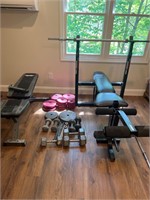 3rd floor weight bench and weights