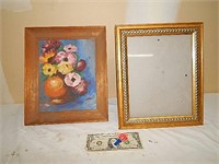 Framed Floral Painting & Picture Frame