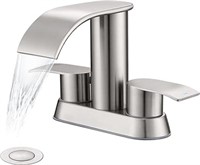 Waterfall Bathroom Sink Faucet Brushed Nickel,