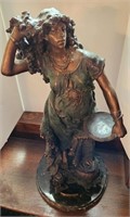 A 20TH C. REPRODUCTION BRONZE SCULPTURE ON MARBLE