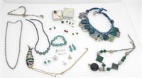 ASSTD JEWELRY INCLD TURQUOISE, STMPD SILVER, JADE