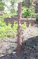 A 19TH CENTURY LARGE CAST IRON CRUCIFIX WITH IVY