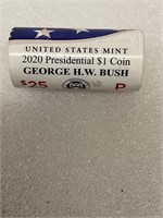 US Mint 2020P $25 roll George Bush $1 coins