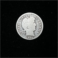 1900 90% SILVER BARBER DIME 10C COIN