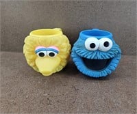 Vtg Sesame Street Big Bird & Cookie Monster Mugs