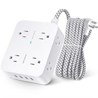 Surge Protector Power Bar - 8 Widely Outlets with