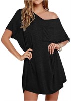 Ekouaer Women's Tshirt Nightgown Cotton V Neck Sle