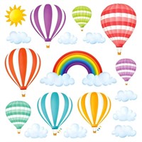 DECOWALL DS-1801 Rainbow and Hot Air Balloons Kids