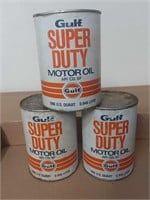 LOT OF THREE VTG GULF OIL CANS