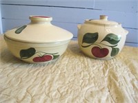 2 PC WATTS APPLE COOKIE JAR AND COVERED DISH