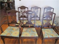 SET OF 6 MAHOGANY CHAIRS, ALL OF BEEN REUPHOLSTERD
