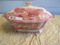 ENGLISH PINK TRANSFER WEAR SOUP TUREEN ALL CLEAN