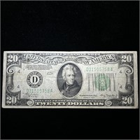 1934A $20 Federal Reserve REDEEMABLE IN GOLD GREEN