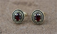 Vtg Sarah Coventry Red Ruby Victorian Adj. Rings