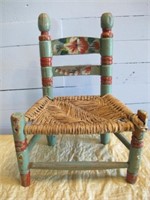 EARLY HANDPAINTED CHILDS CHAIR, HAS BEEN REPAIRED
