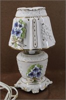 Porcelain Embossed Purple Flower Table Lamp