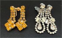 Vintage Rhinestone Clip On Earrings