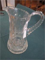 ETCHED GLASS PITCHER 10" TALL VERY NICE & CLEAN