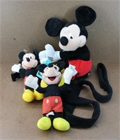 Vtg Mickey Mouse Plushes w/ Child's Backpack Leash