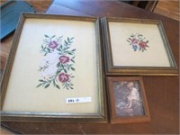 3 PICTURE LOT CROSS STITCH & FRAME