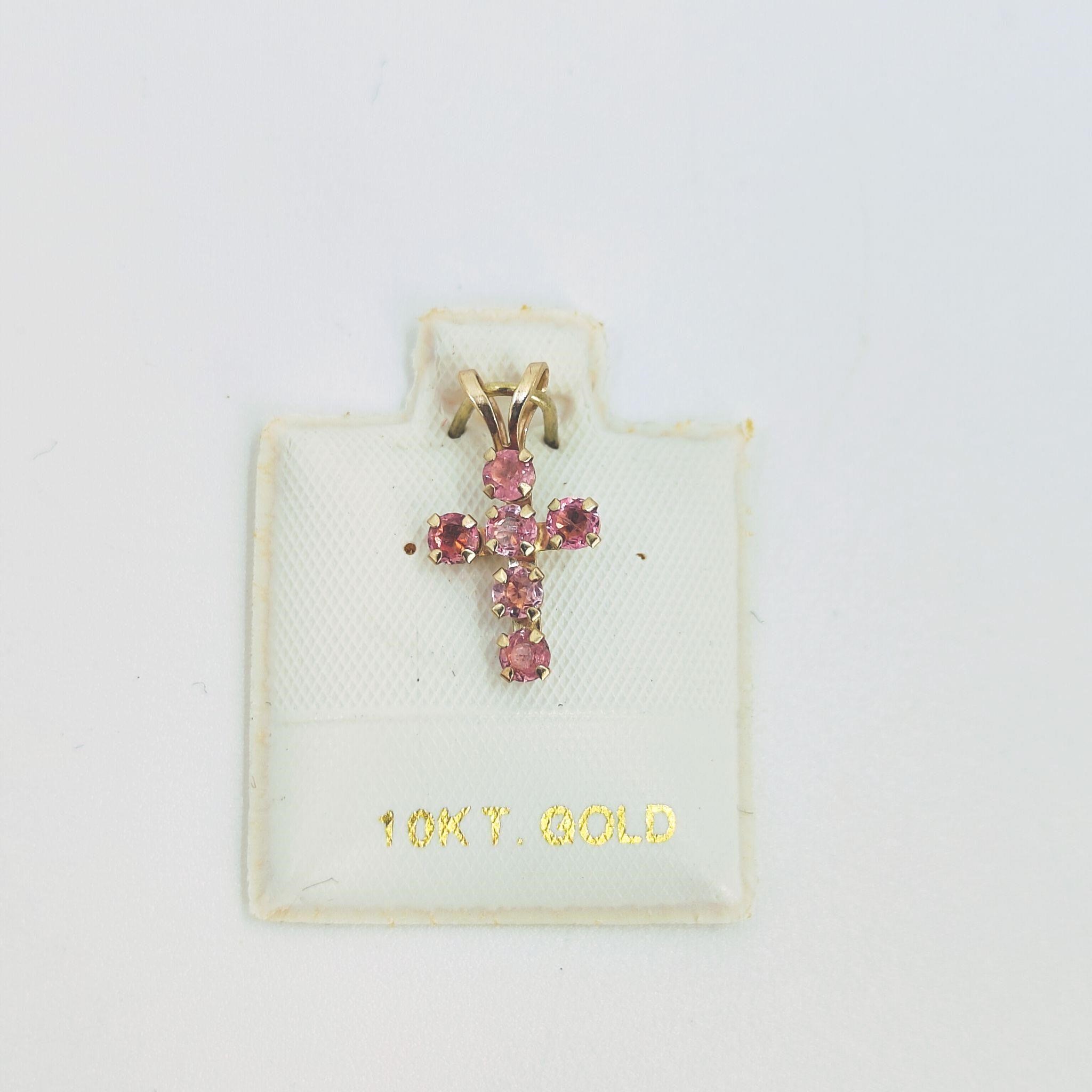 10K Gold & Tourmaline Cross Pendant