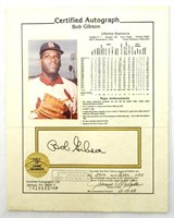 BOB GIBSON AUTOGRAPHED AMERICAN SPORTS STAT SHEET