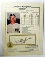 WHITEY FORD AUTOGRAPH AMERICAN SPORTS STAT SHEET