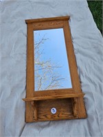 Amish Oak Mirror with Shelf
