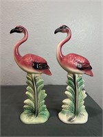 Pair Vibrant Mid-Century Pink Flamingos