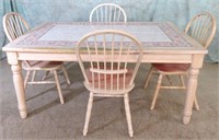 CERAMIC TILE-TOP COUNTRY STYLE TABLE W/CHAIRS