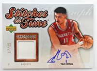 YAO MING AUTOGRAPH STITCHES IN TIME CARD