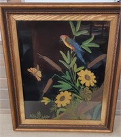 Parrot & Dragonfly in the Pussy Willows painting