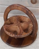 Collapsable folk art crafted wooden dish