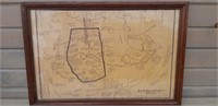 Vintage unbiased map of Alberta, framed