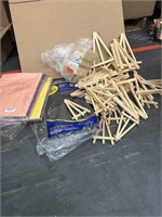 Lot of crafting supplies including small wooden