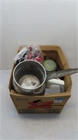 assorted kettles and kitchen items