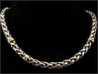 Sterling /18k Gold Necklace 87g 16"